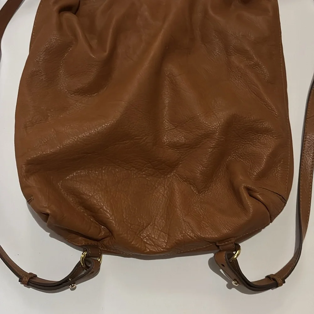 Zara Women’s Vintage Camel Brown Leather Backpack
